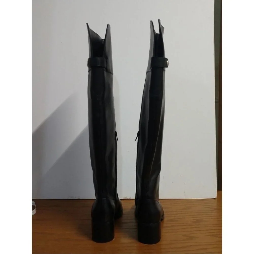 INC International Concepts Karmennl Black Leather Over-Knee-High Boots Size 7